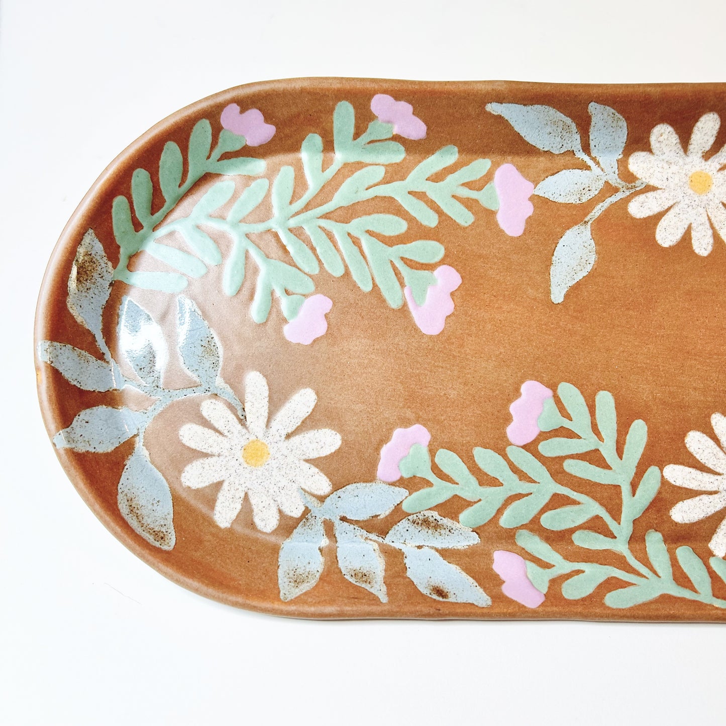 White & Purple Large Floral Platter