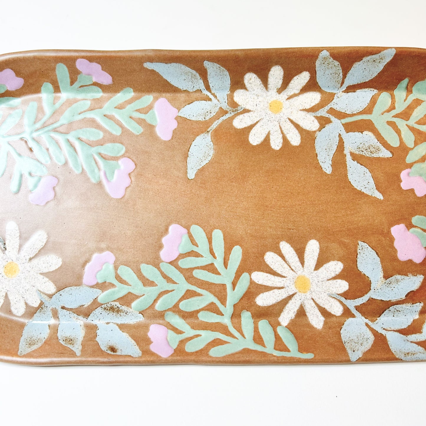 White & Purple Large Floral Platter