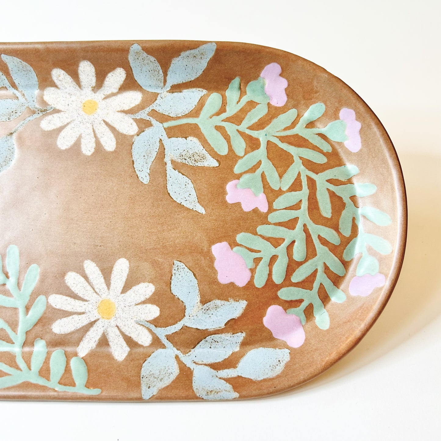 White & Purple Large Floral Platter