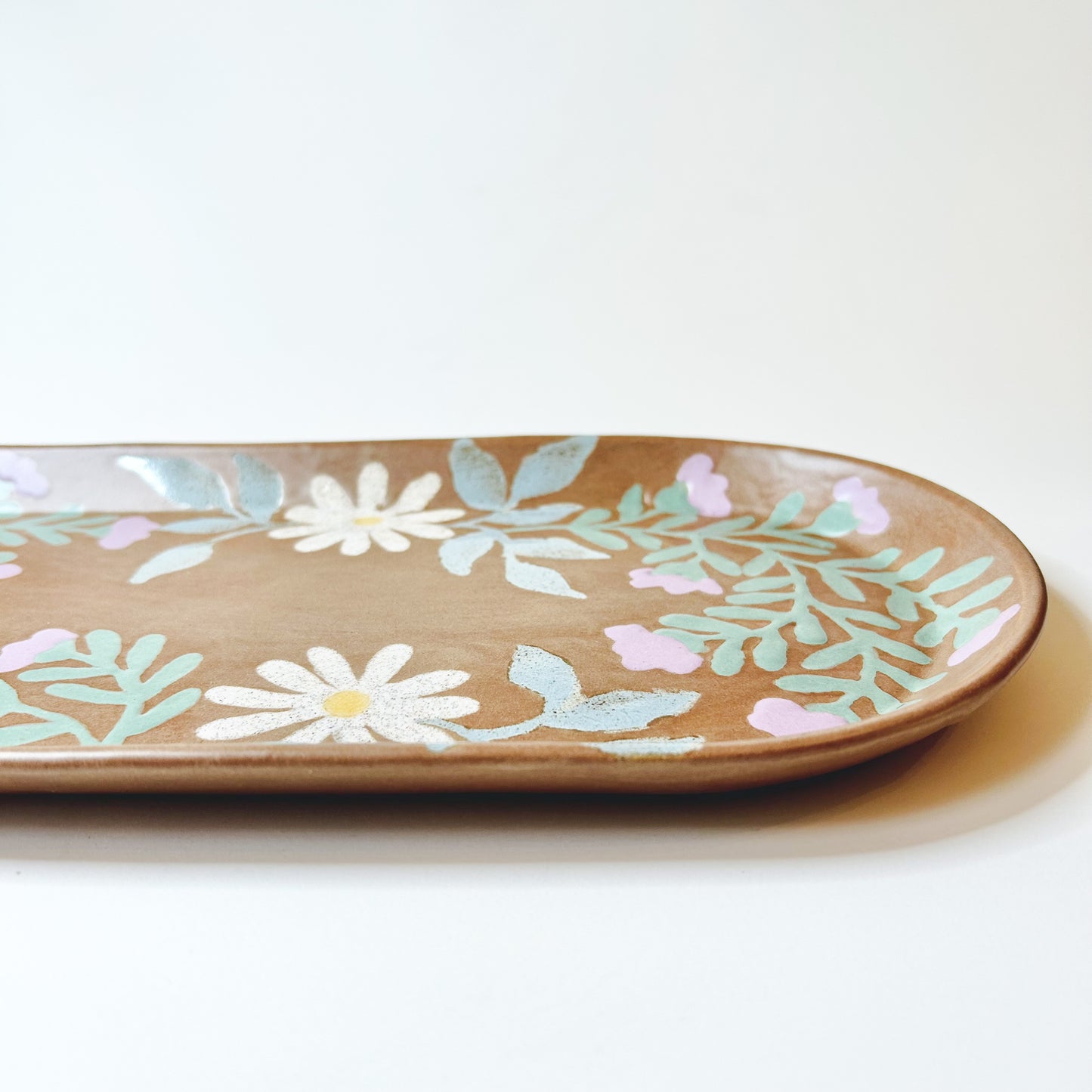 White & Purple Large Floral Platter