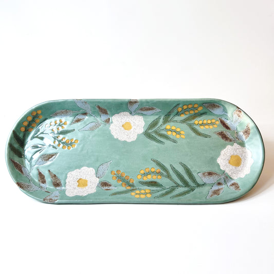 White & Yellow Medium Floral Platter