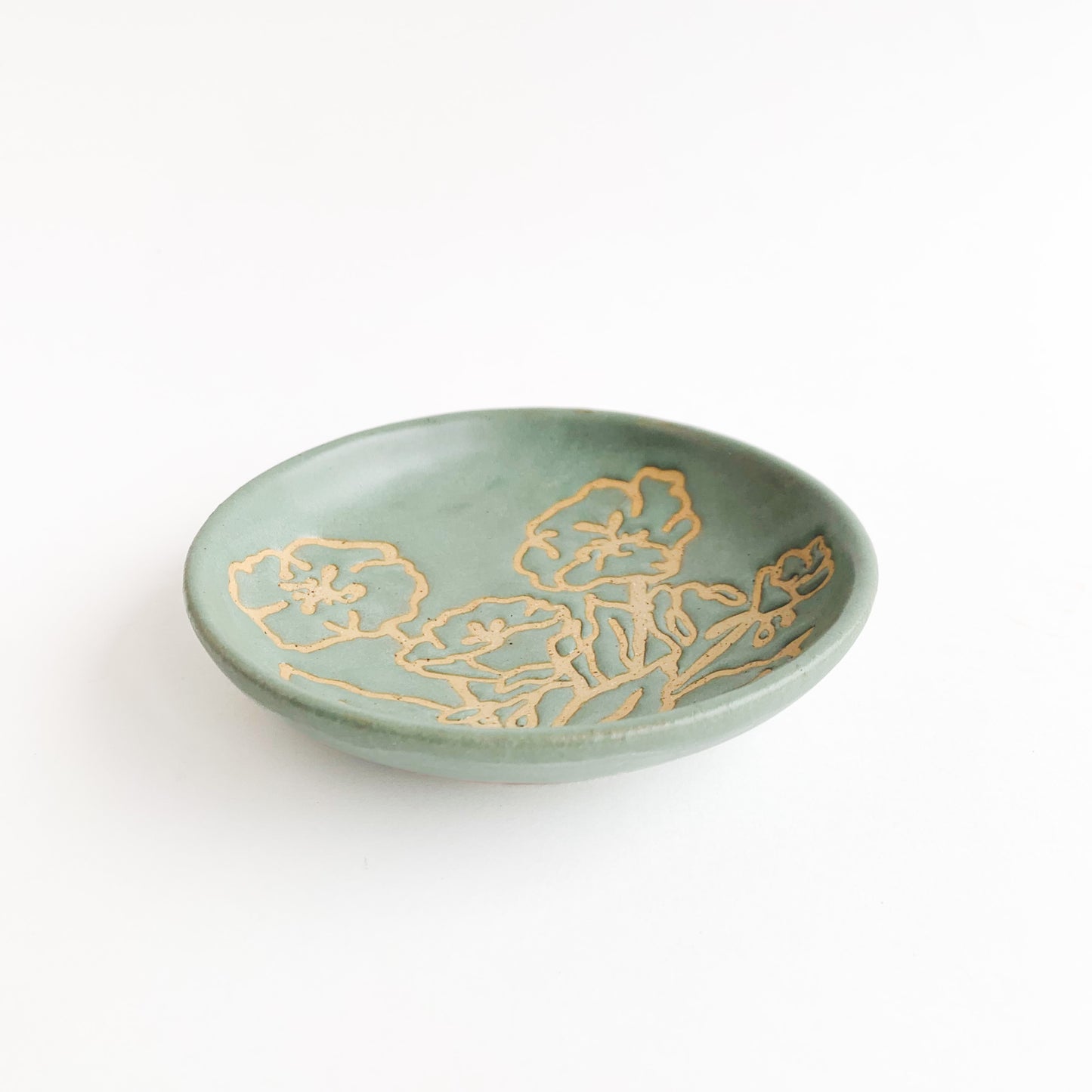 Green Floral Trinket Dish