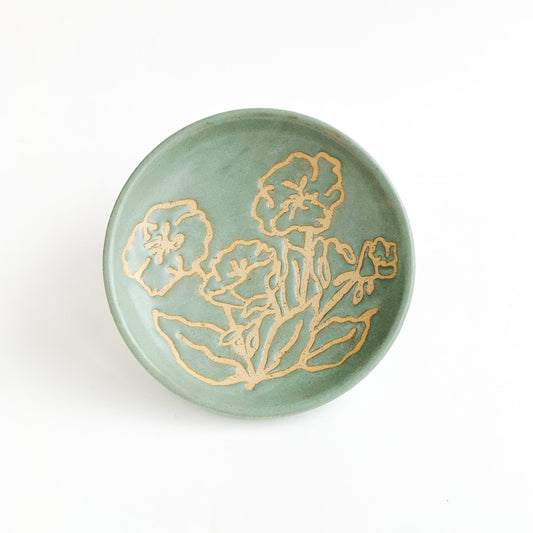 Green Floral Trinket Dish